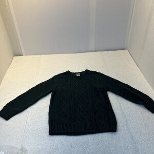 Hanna Andersson Kids 6-7 100% Cotton Cable Knit Crewneck Sweater Pine Green NEW